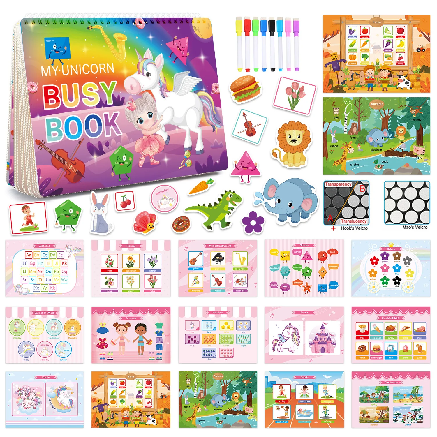 product customized printing preschool learning activities busy book for kids educational learning for autism quiet book613-22