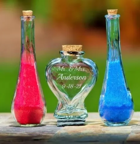 Decanter Per Cerimonia Della Sabbia Con Sughero – Set Per Matrimonio, Unione Simbolica Con Sabbia Colorata - 5