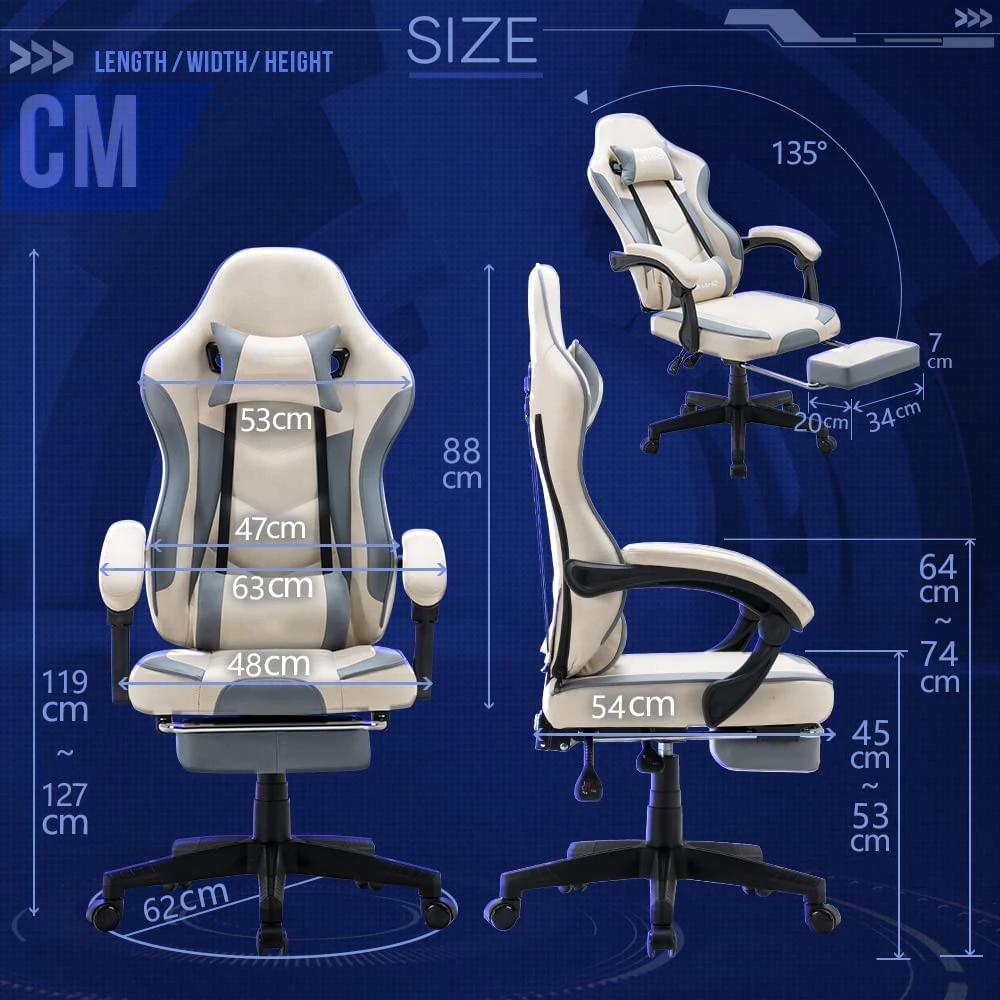 Cheap Sillas Gamer Gaming Chair with Massage Big and Tall Video Game Chair for 400lbs with Footerst for Heavy People