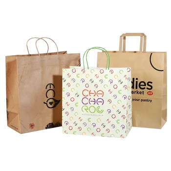 China Supplier Custom Logo Brown Kraft Paper Bags With Handle Custom Logo Paper Bag