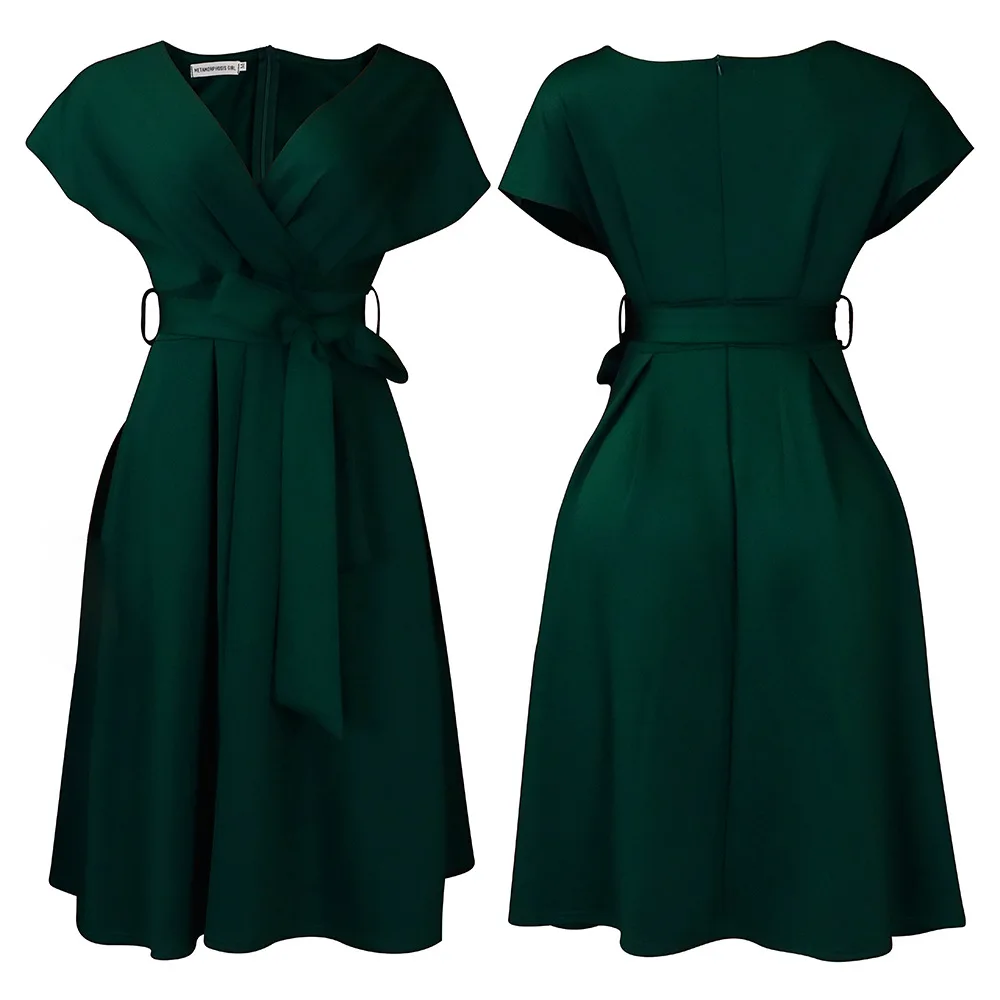 2023 African Clothing Super Bow V-neck Sexy Dresses Women Lady Elegant A-Line Polyester Slim Big Swing Women Evening Dress Belt 2023 African Clothing Super Bow V-neck Sexy Dresses Women Lady Elegant A-Line Polyester Slim Big Swing Women Evening Dress Belt