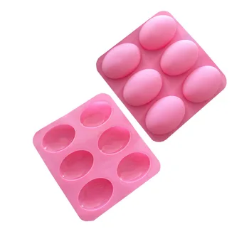 DIY 6 cavity oval goose egg shaped soap silicone mold