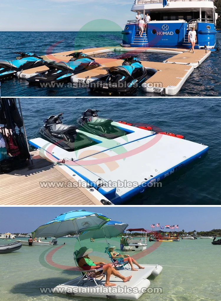 Professional PVC Inflatable Jet Ski Floating Dock Inflatable Swim Island Floating Raft