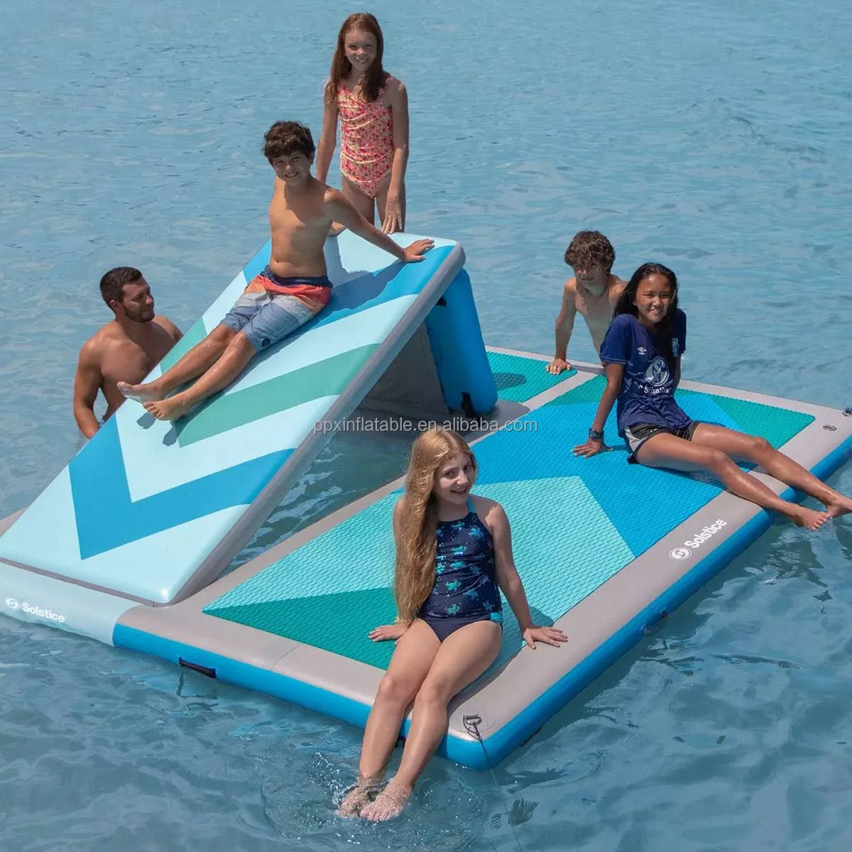 Commercial Inflatable Floating Swim Platform slippers Convertible Pontoon Boat Floating Large Sea Dock Platform With Slide