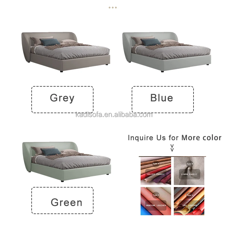 Contemporary Fashion Design Fabric Wood Modern Upholstered King Size metal Bed frame