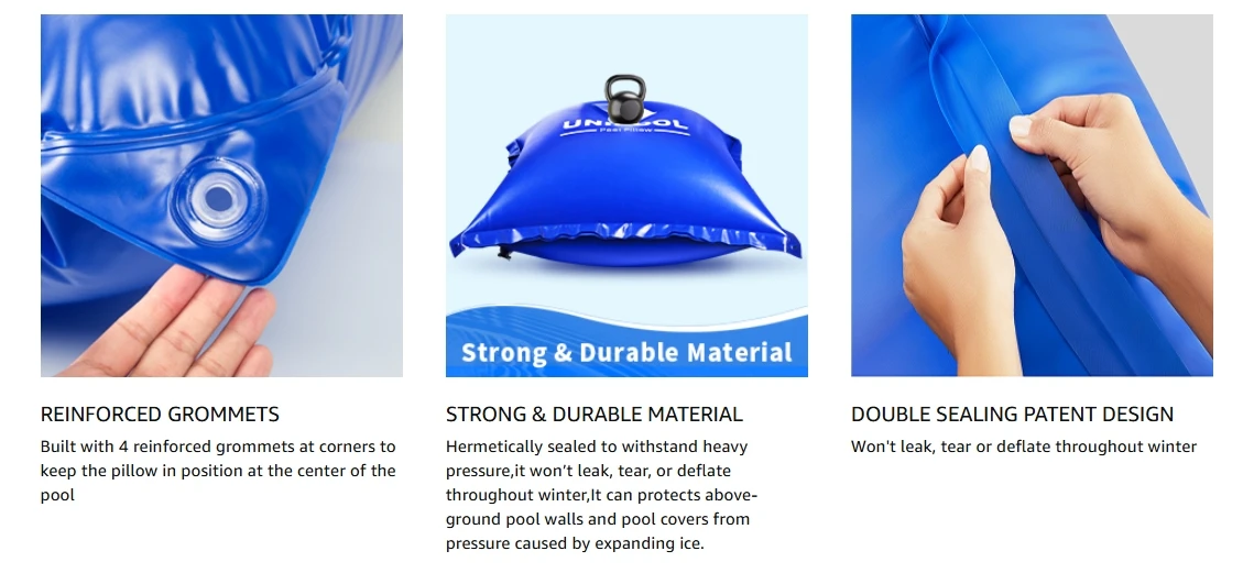 Durable PVC Pool Pillow with Easy Inflation Valve Winterization for Pool Cover Stress Relief From Ice/Snow Free Shipping details