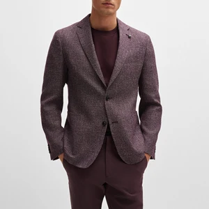 Premium Men's Parisian Pattern Pure Wool and Linen Fabric Formal Wedding Suit Groom Slim Business Sophisticated Jacket Suit