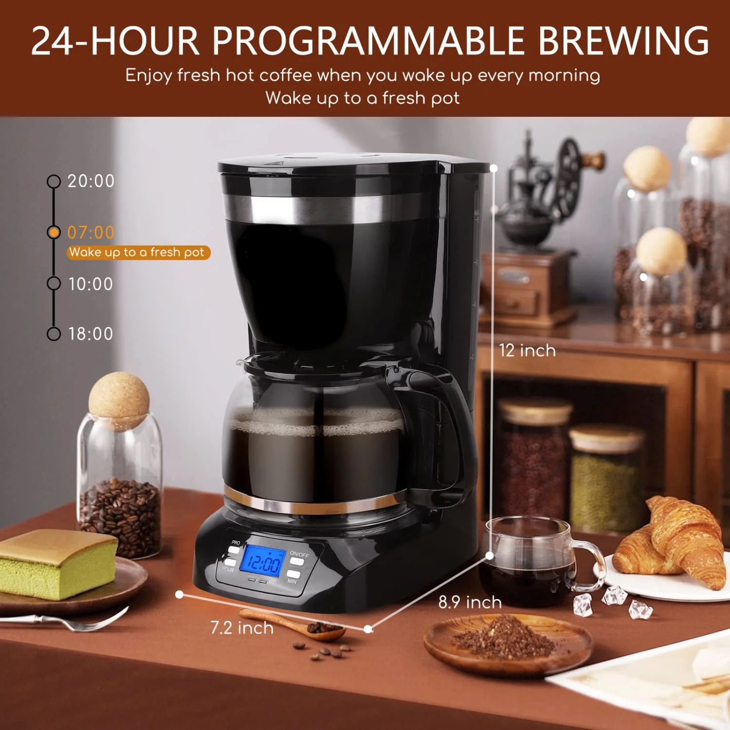 10 Cup Coffee Maker Drip Coffee Maker With Glass Carafe Programmable