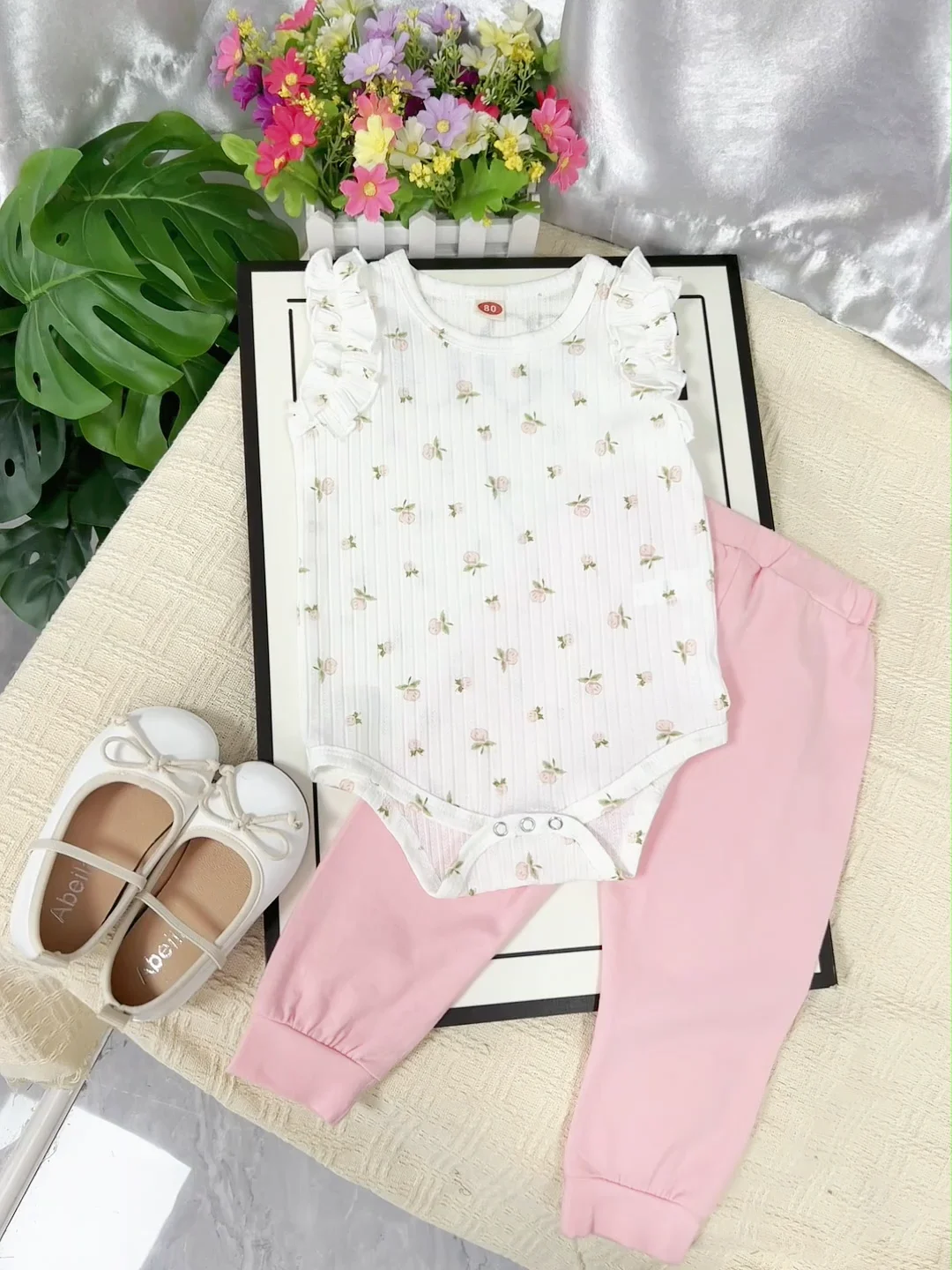 Pantalon Fille SmockaDot Taille 4 Ans – Floral Imprimé Retro Volants