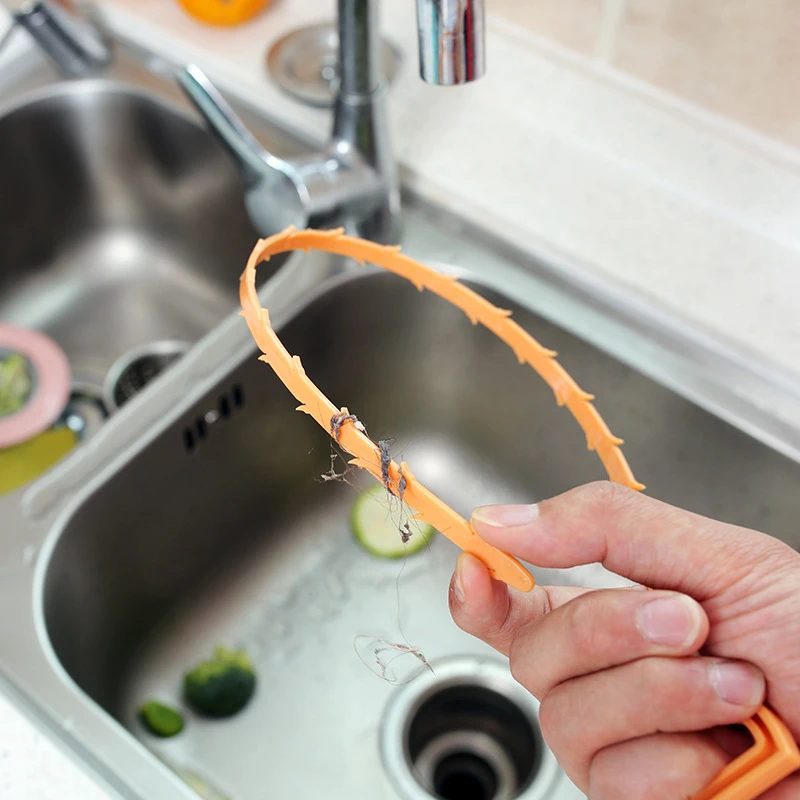 Hook Shape Kitchen Pipeline Drain Cleaner Sink Plumbing Cleaning Anti-Clog Tools 