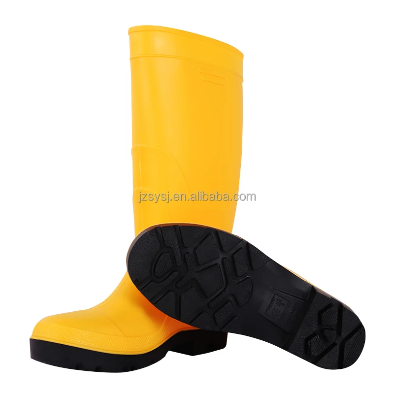 Oem Yellow Construction Pvc Antismash Sole Antistab Site Safety Boots Outdoor Protection Rain