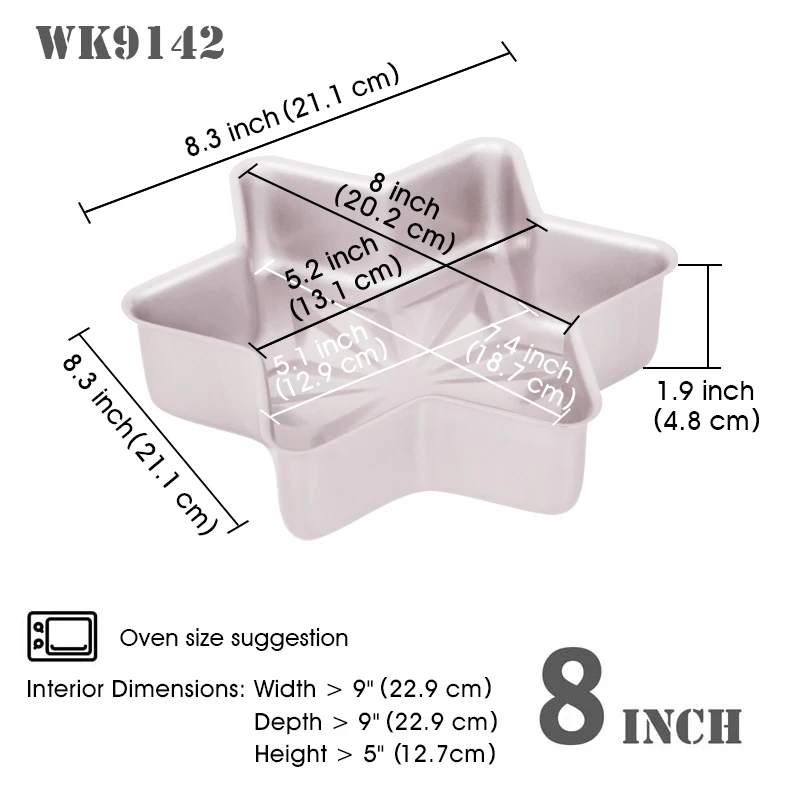 ベーキングツール器具金型6キャビティ3Dウォーターケーキ Non-Stick Hexagonal Star Cake Mould & Baking Tray - 212mm