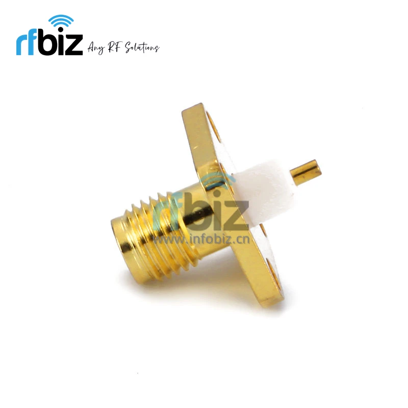 Factory Direct Sales Gold-Plated SMA-50KFD-2 RF Coaxial Connector, SMA Female, 4-Hole Flange Panel Mount