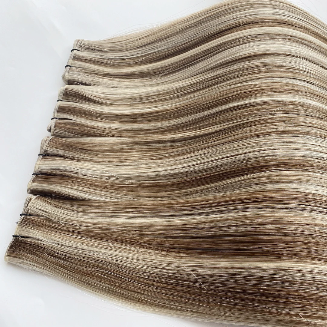 Wholesale Remy Hair Double Weft Weave in Extensions Real Human Hair Platinum Blonde Genius Hair Extensions
