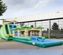 inflatable bouncer bounce house water slide combo inflatable obstacle course with water slide pool for park