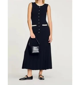 Bettergirl 2026 Ramadan French style single breasted pleated vest flower dress