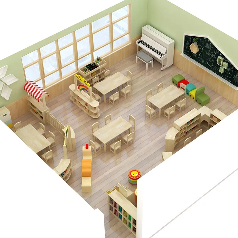 Moetry Canada Trending Daycare Roomscape Natural Wood Kindergarten School Furniture Free Design