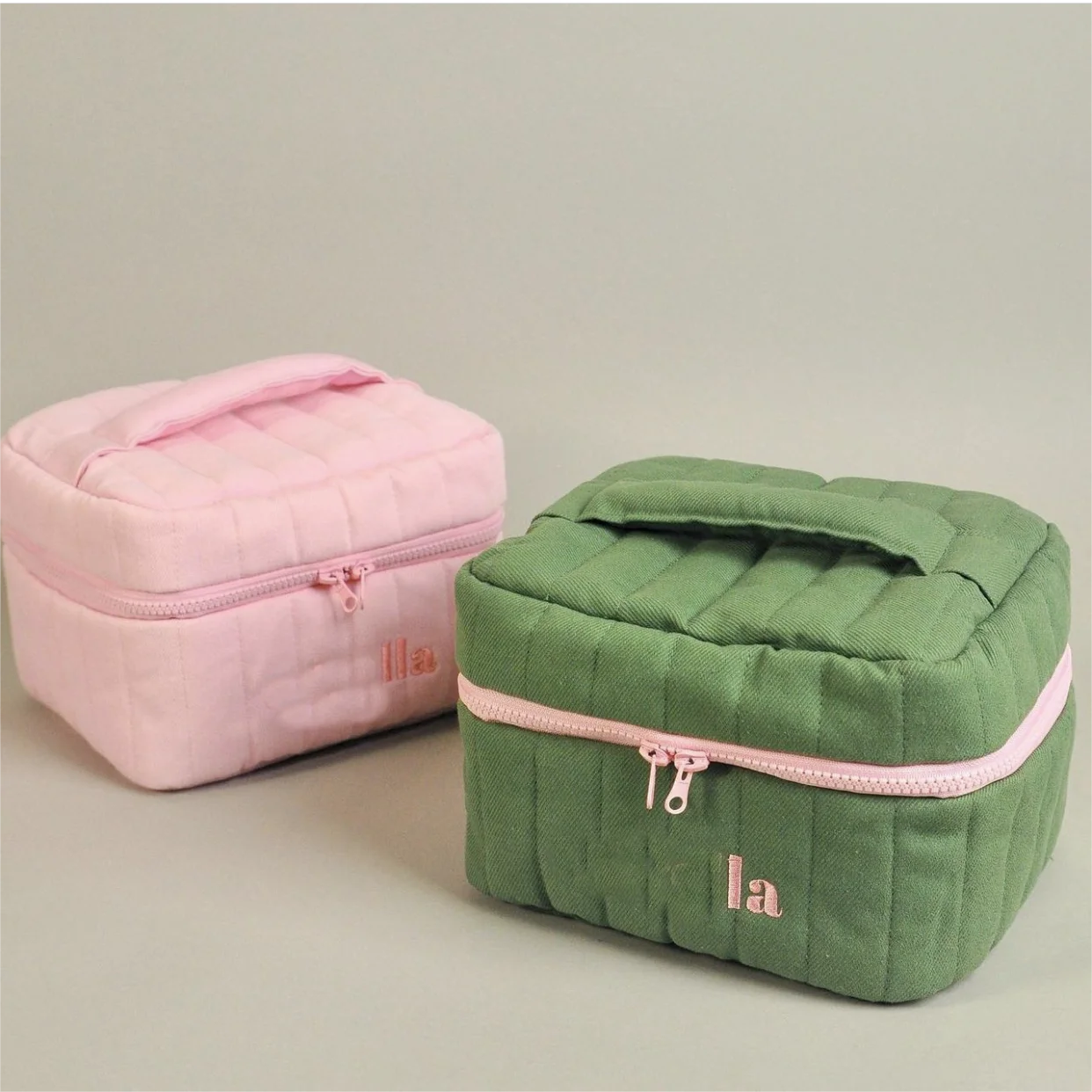 Velvet Square Quilted Make-Up Pouch Large