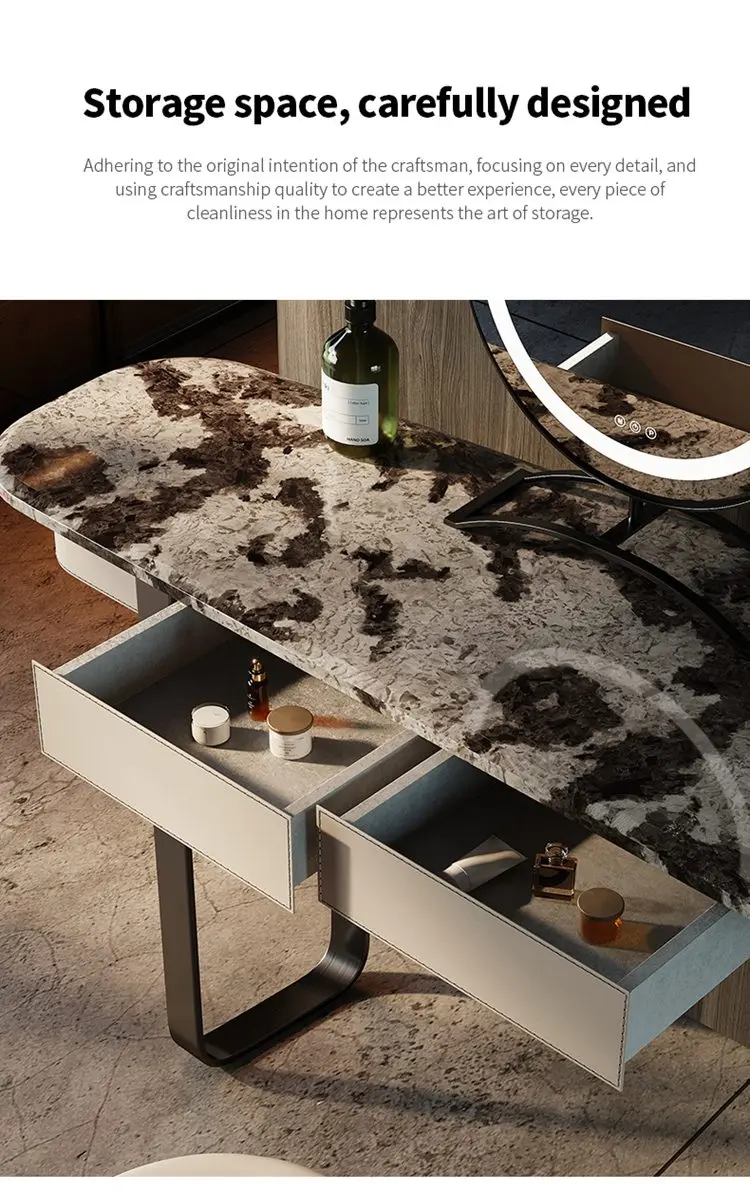 Modern Walnut Solid Wood Dressing Table Bedroom Furniture White