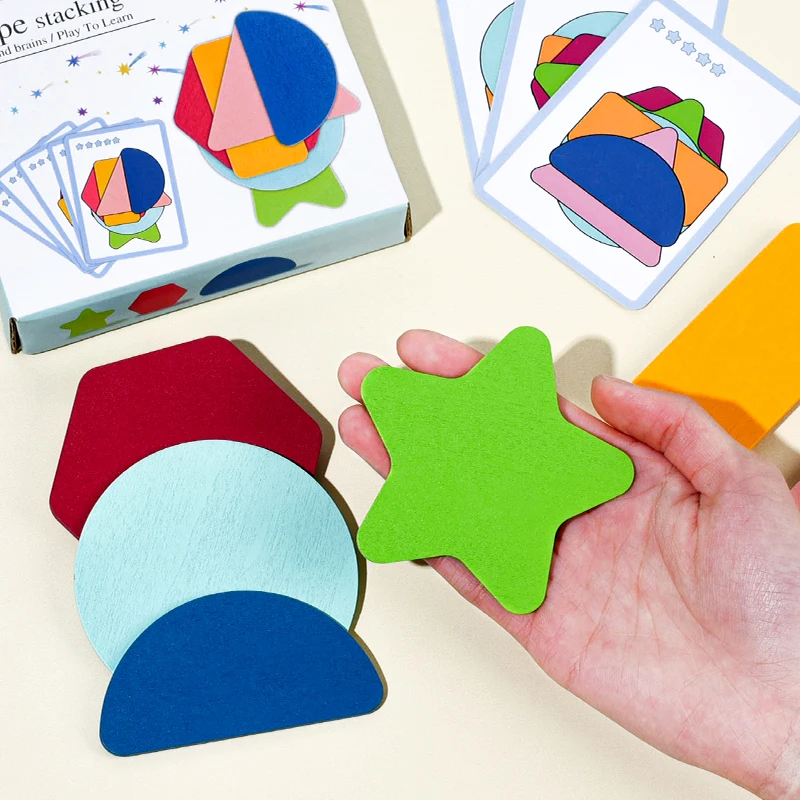 Montessori Logik-Training Entwicklungs-Spielzeug Frühkindliche Bildung Aktivitäts-Spiel aus Holz Stapel-Puzzle für unterwegs für Kinder