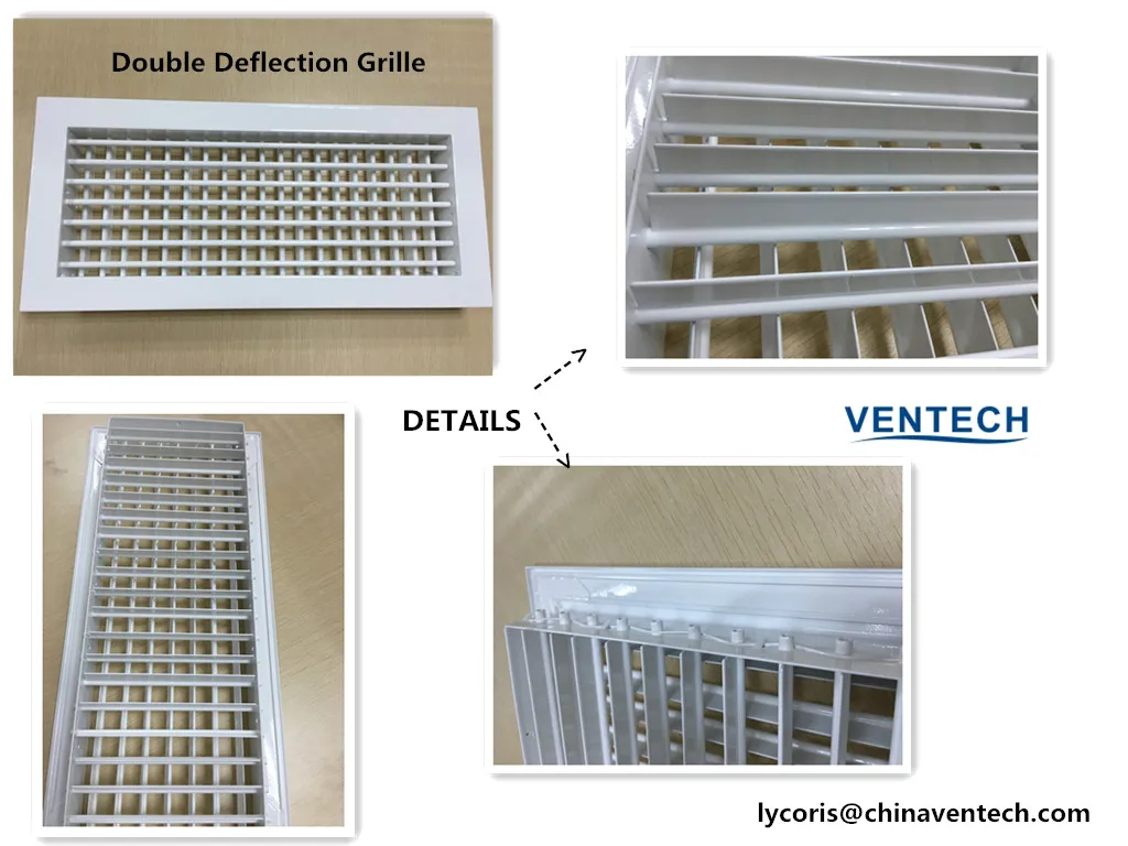 Ventech Air Ceiling Supply Double Deflection Adjustable Blades Air Grille Diffuser Vetilation Register Aluminum Grille