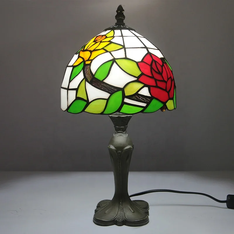 LongHuiJing Tiffany Lamp Dragonfly Style Stained Glass Table Lamps