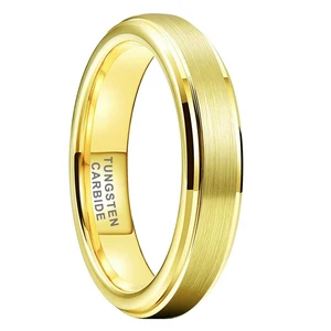 Coolstyle Jewelry 4mm Wholesale Dropshipping Fashion Engagement Wedding Band Gold Plated Tungsten Finger Ring for Men Women
