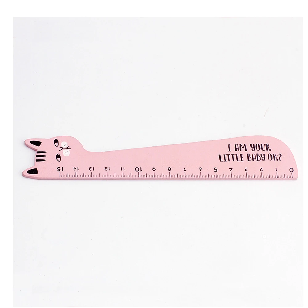 15CM Kawaii Cat Rulers Cute Wooden for Children Girls Gift School Office Supplies Measure Tools Stationery