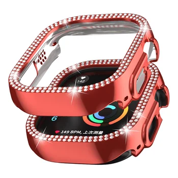Enhanced Style Protection Back for Apple IWatch 49mm Double Row Diamond Hollow Cover Smart Watch Case