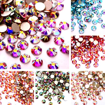 Wholesale Colorful Multi Size 2088 8+8 Cuts Crystal AB Glass Non Hot Fix Rhinestones for Wedding Dress