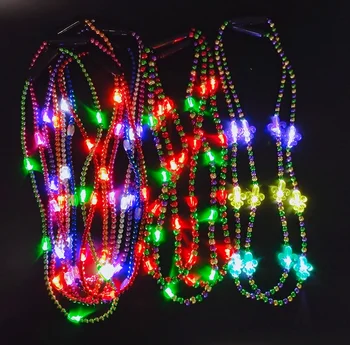 Christmas LED Necklace Mardi Gras Light up Beads Necklace Carnival Favor