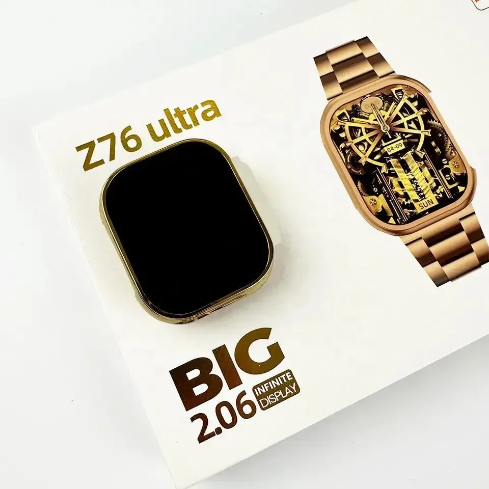 Z76 Ultra Smart Watch Gold 2 Bands 49mm Bt Call Smartwatch Men Women