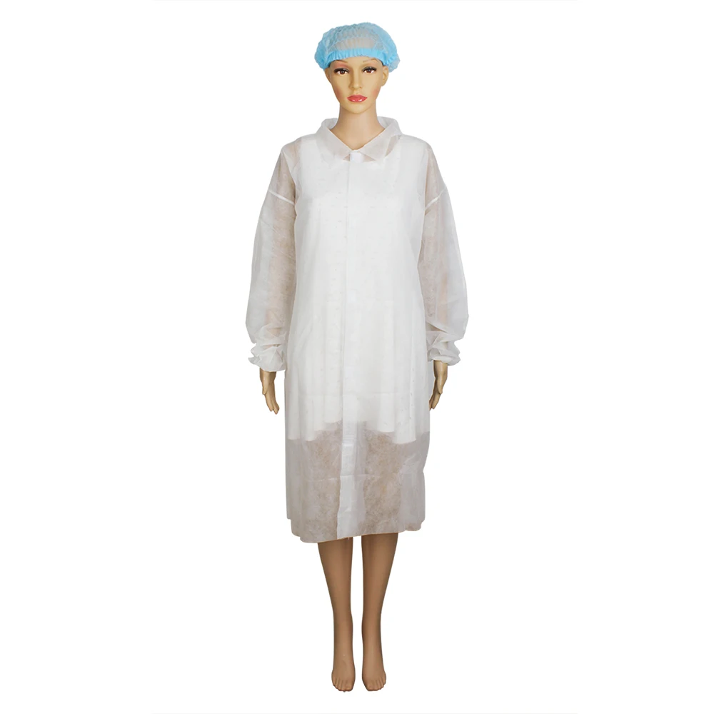 disposable non woven lab coat with buttons and pockets