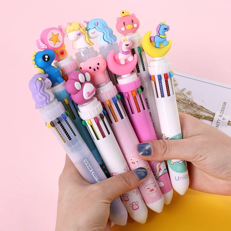 Multi-color 10in1 Color Ballpoint Pen Ball Point Pens Kids School Office Supply! 