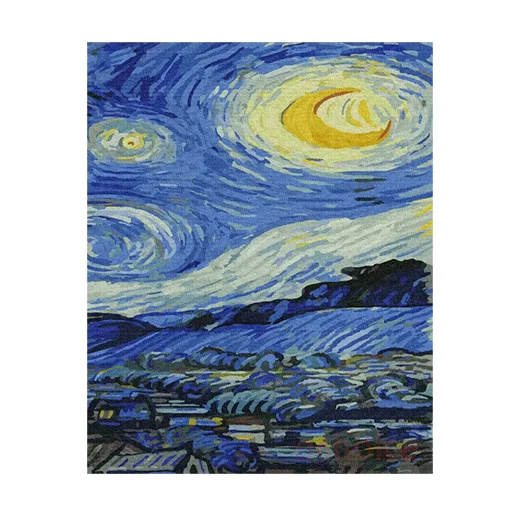 DIY Malen nach Zahl Van Gogh Sternenhimmel Leinwandmalerei ohne Rahmen, Geschenk, Öl-Leinen, Digitale Druckerei, Klassische Malerei nach Zahl