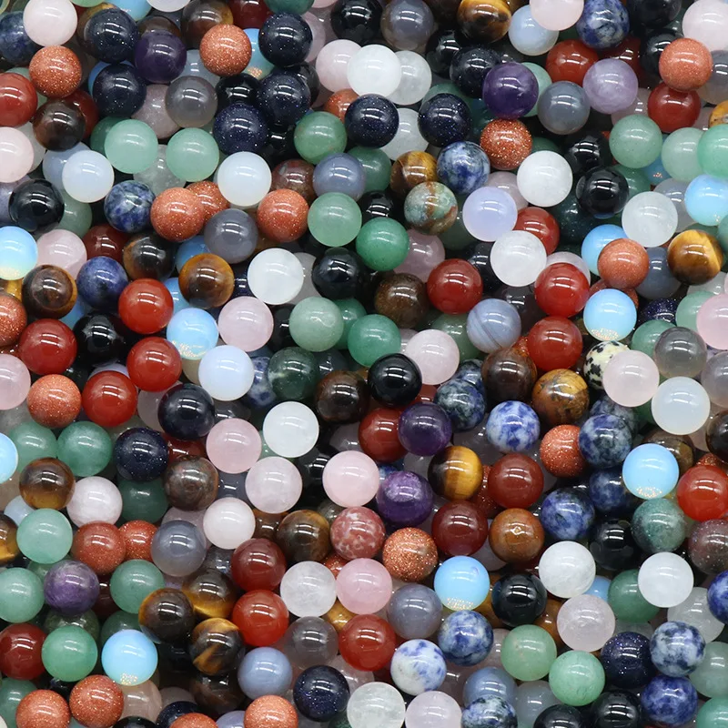 10mm Natural Stone Round Assorted Colors Loose Beads No Hole Handmade DIY for Jewelry Making