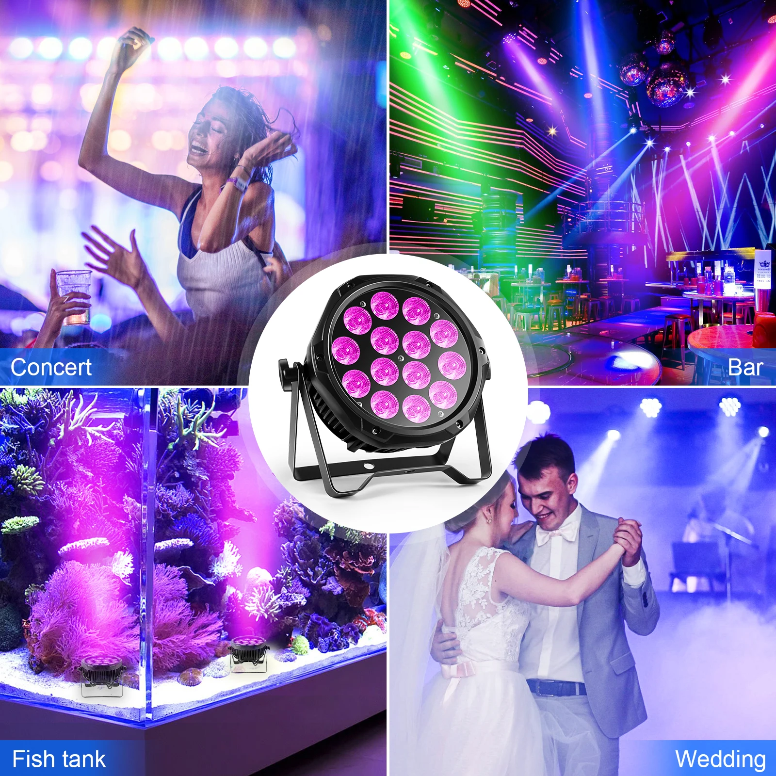 IP65 Waterproof 14PCS RGBW 4-IN 1 LED Lighting Stage Par Light DMX Control Disco Wedding Outdoor Par Light