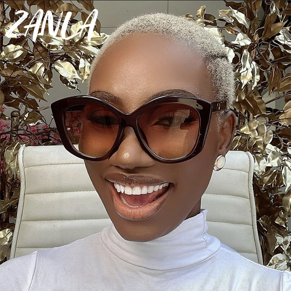 Oversized Cat Eye Sunglasses Women 2023 Luxury Brand Fashion display picture 2