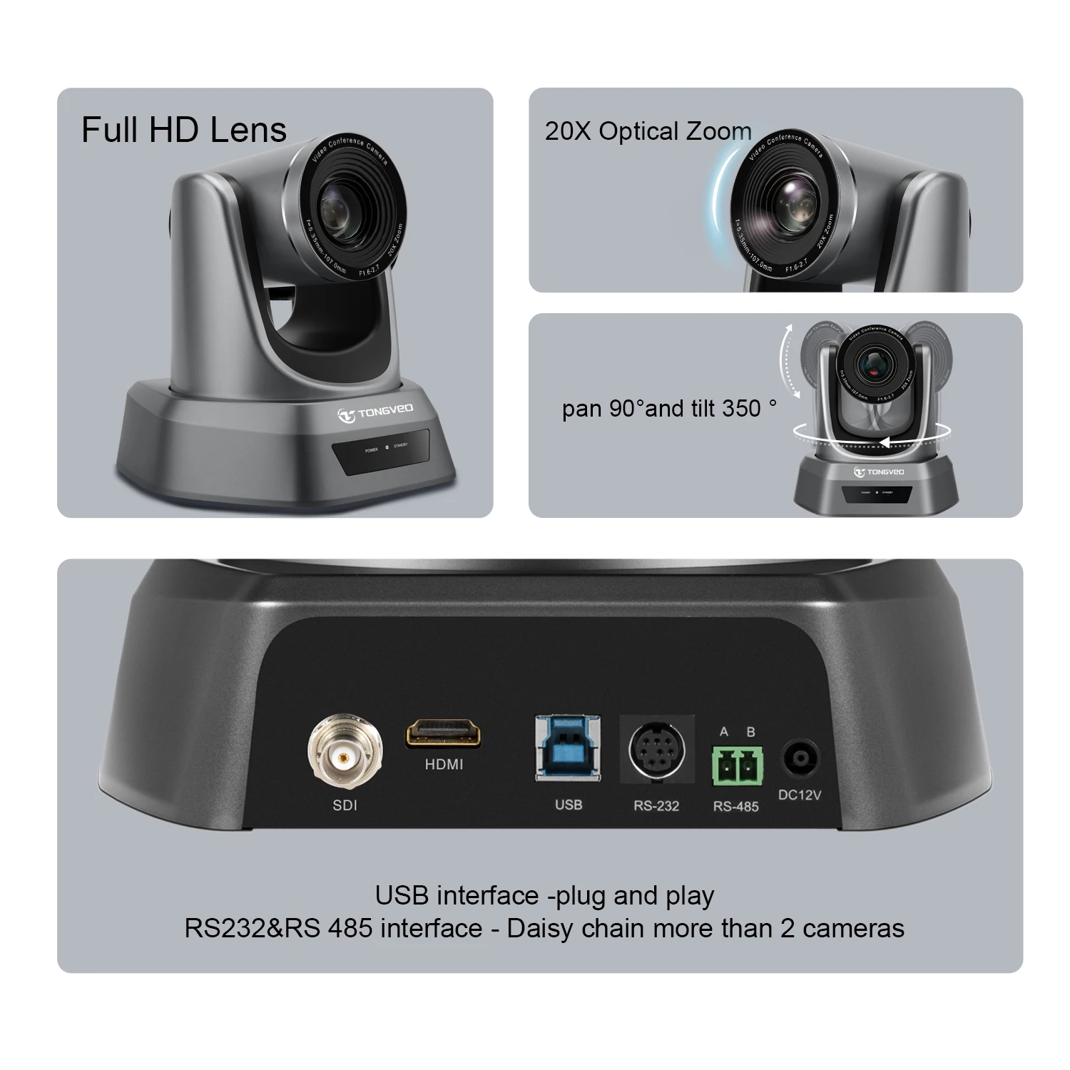 Plug&play Tongveo Uv800 Full Hd Ptz 20x Zoom Smoth And Slience Ptz