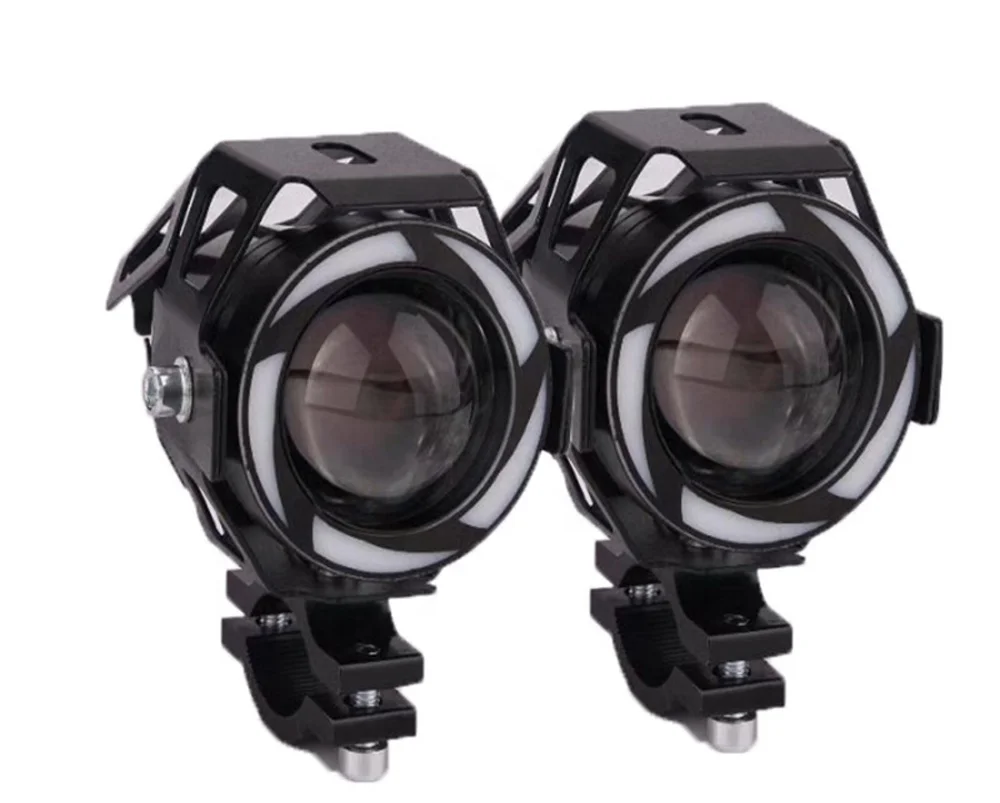 Motorcycle Universal LED Headlight U7 Colorful Moto Lights for Scooter Motorbike Fog Lamp Angel Devil Eyes LED External Flashing