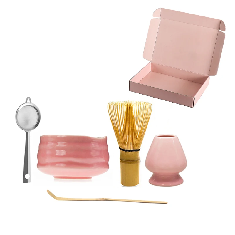 Popular Cute Pink Home Matcha Gift Set,Ceramic Bowl Matcha Whisk(chasen