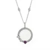 Purple heart round box necklace-silver empty box