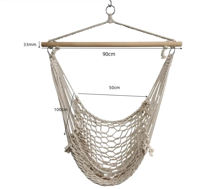 Outdoor Rope Hammock Hanging Rope Chair For Indoor Outdoor Patio Garden