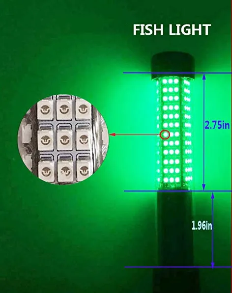 Lampe De Pêche Submersible LED Verte - Batterie 9000 MAh - Étanche IP68 - Pour Attirer Les Poissons En Eau Douce Ou Salée
