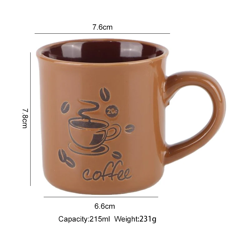 Custom Nordic Retro 8oz Imitation Enamel Cup Printed Mug Customized Brown Stoneware Mug Ceramic Coffee Mugs with logo