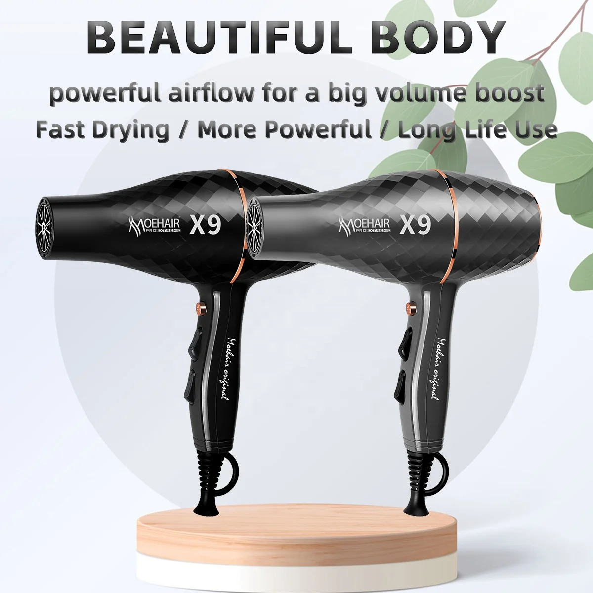 Moehair Factory Direct Professional Powerful AC Motor Quick Dry Pro Hair  Blow Dryer with Volume Styling Nozzle
