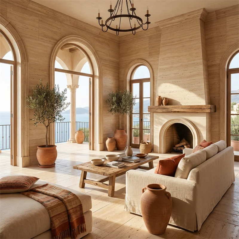 Natural Travertine Flooring and Interior Finishes for Exterior & Bathroom Travertine Stone Cladding Exterior