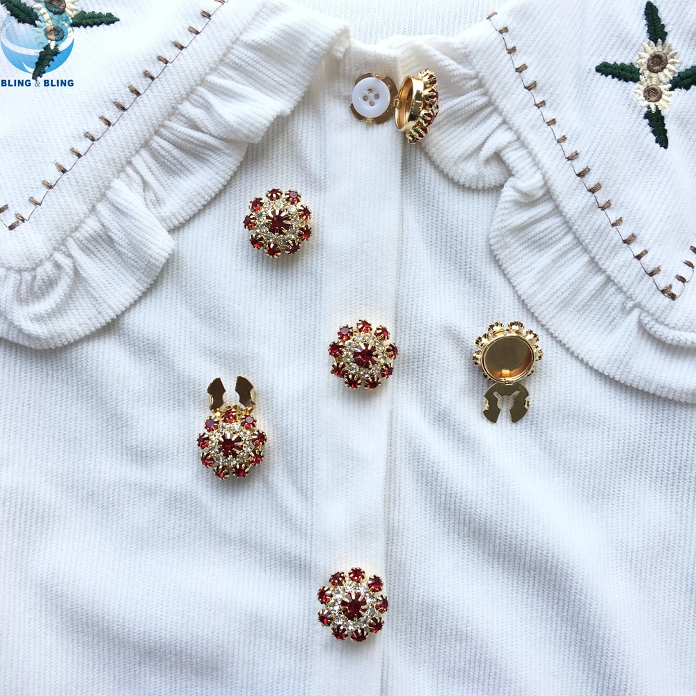 2024 Sparkly Rhinestone Button Covers Clip on Dress Shirt Removable Buttons Cufflinks Presents