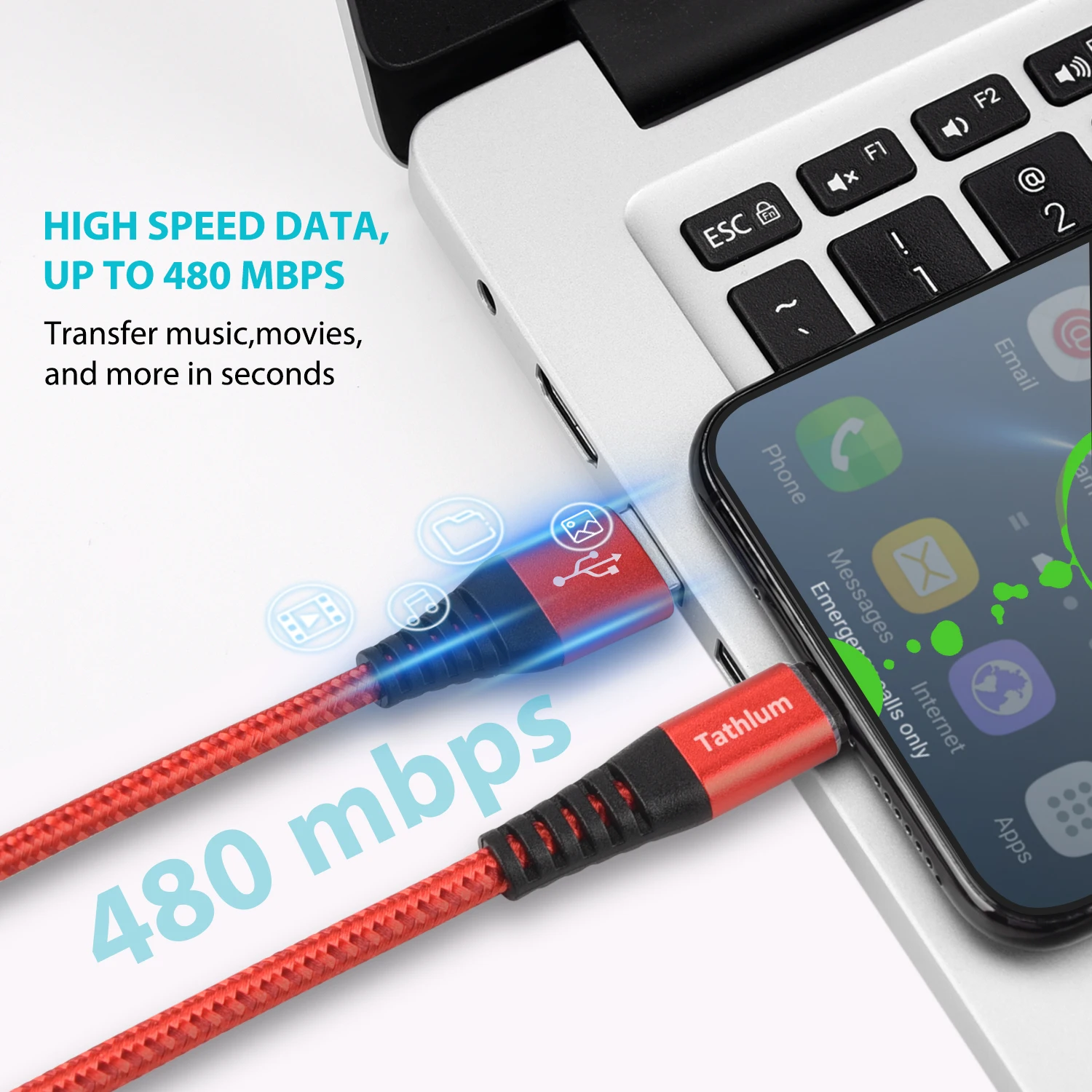 
 Usb-кабель для быстрой зарядки и передачи данных Tathlum 3A  