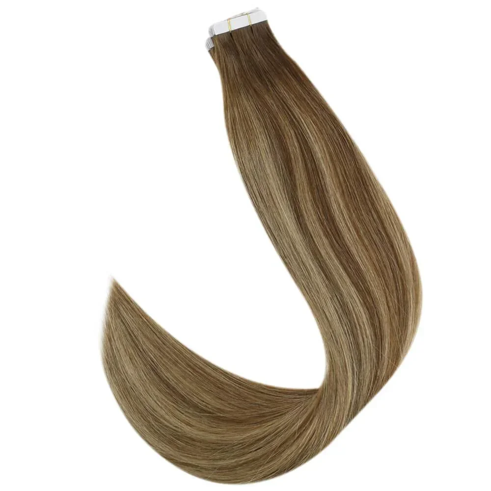 Extensii de păr LaaVoo Balayage, 10 buc. și 20 buc., păr uman 100% natural, păr virgin, rezistent la 12 luni, fără cusături, fixate cu bandă adezivă_voghion.com